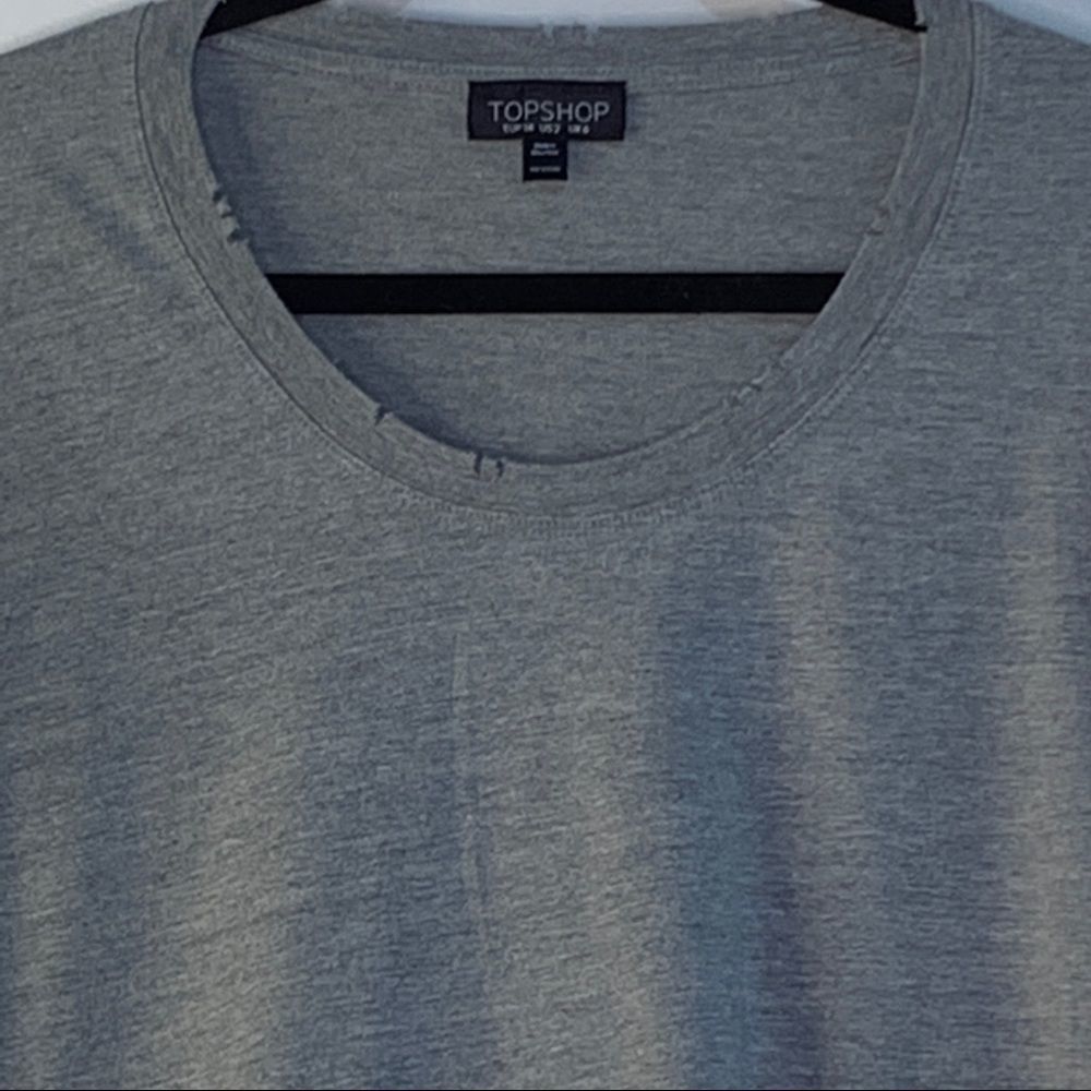 Topshop gray distress T-shirt women’s 8276 - Picture 3 of 9
